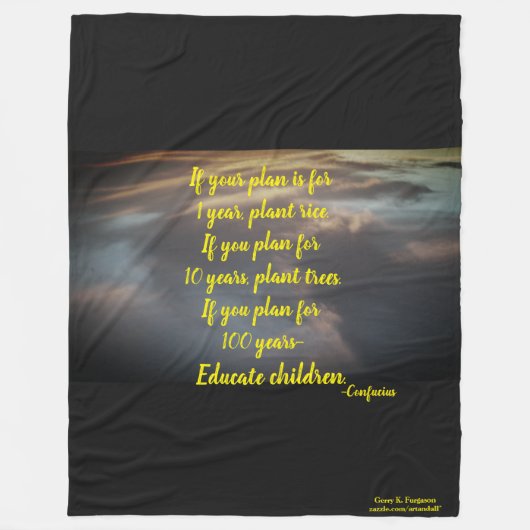 "ALS UW PLAN VOOR IS" - CONFUCIUS FLEECE BLANKET DEKEN (Voorkant)