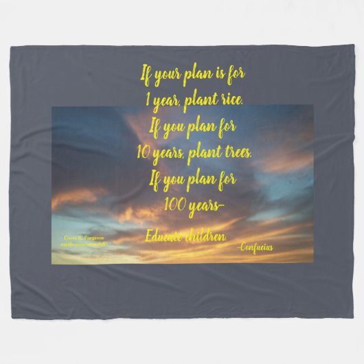 "ALS UW PLAN VOOR IS" - CONFUCIUS FLEECE BLANKET DEKEN (Voorkant (Horizontaal))