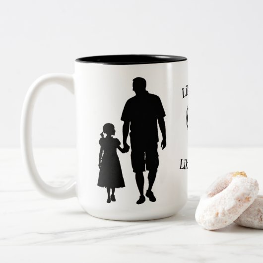 Als vader als dochter 15 oz tweekleurige koffiemok (Met donut)