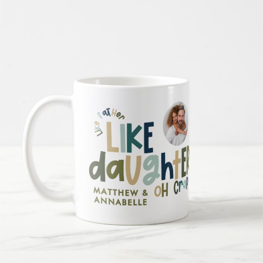 Als vader als dochter grappige foto koffiemok (Links)