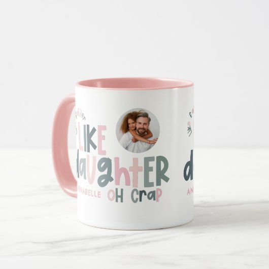 Als vader als dochter grappige foto mok (Voorkant links)