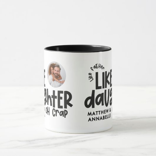 Als vader als dochter grappige foto mok (Midden)