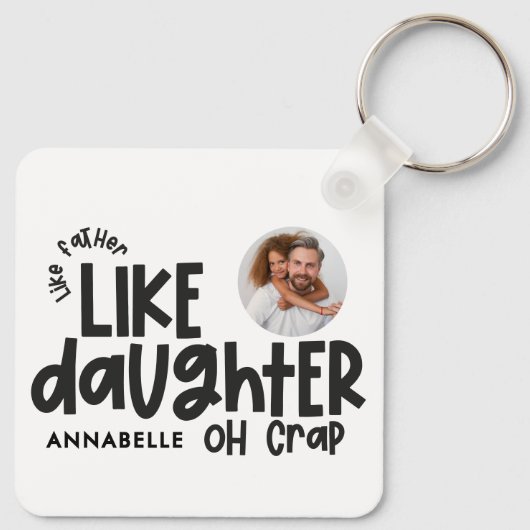 Als vader als dochter grappige foto sleutelhanger (Achterkant)