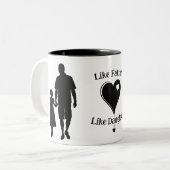 Als vader als dochter Silhouette 11 oz Tweekleurige Koffiemok (Voorkant links)