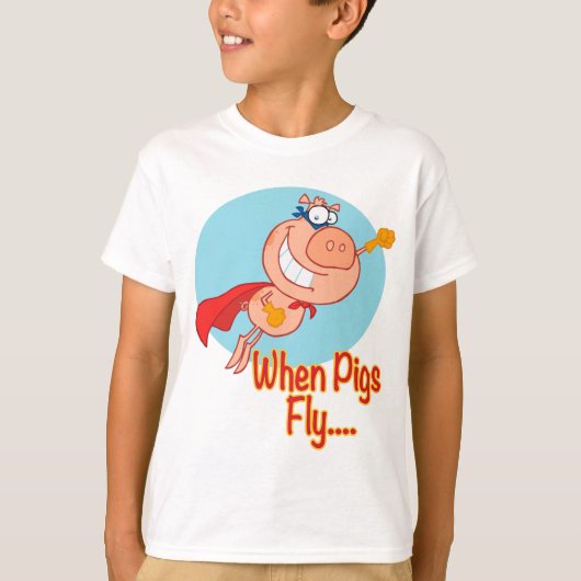 als varkens een superheld vliegen die een cartoon  t-shirt (Voorkant)