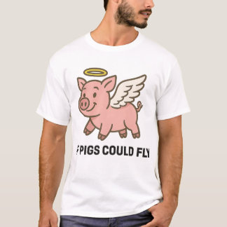 Als varkens konden vliegen - engel varken t-shirt