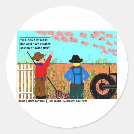 Als Varkens stromen Funny Cartoon Gifts & Collecti Ronde Sticker (Voorkant)