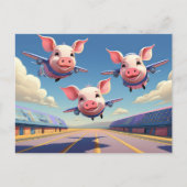 Als varkens vliegen Funny Pigs Luchthaven Briefkaart (Voorkant)