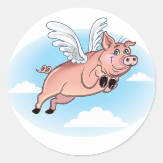 Als varkens vliegen, gebeurt er plezier ronde sticker