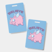 Als Varkens Vliegen Geloof het Onmogelijke Badge (Voor- en achterkant)