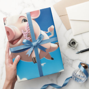 Als varkens vliegen Grappige gevleugelde varkens Cadeaupapier