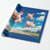 Als varkens vliegen Grappige gevleugelde varkens Cadeaupapier (Uitgerold)