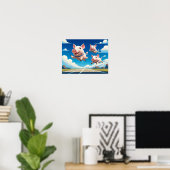 Als varkens vliegen Grappige gevleugelde varkens Poster (Thuiskantoor)