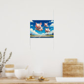 Als varkens vliegen Grappige gevleugelde varkens Poster (Keuken)