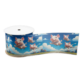 Als varkens vliegen Grappige gevleugelde varkens Satijnen Lint