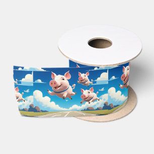 Als varkens vliegen Grappige gevleugelde varkens Satijnen Lint