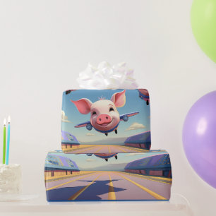 Als varkens vliegen Grappige gevleugelde varkens v Cadeaupapier
