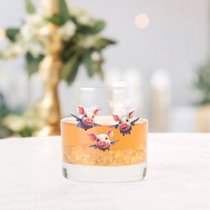 Als varkens vliegen grappige varkensvliegtuigen whisky glas