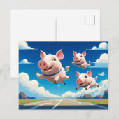 Als Varkens Vliegen Grappige Vleugelvarkens Briefkaart (Voorkant / Achterkant)