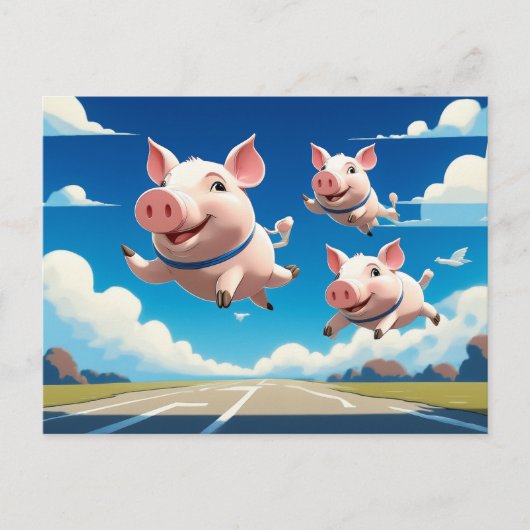 Als Varkens Vliegen Grappige Vleugelvarkens Briefkaart (Voorkant)