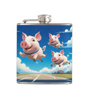 Als Varkens Vliegen Grappige Vleugelvarkens Heupfles