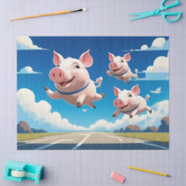 Als Varkens Vliegen Grappige Vleugelvarkens Tissuepapier