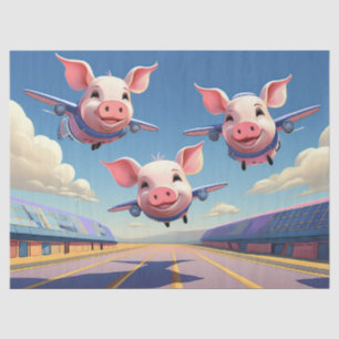 Als varkens vliegen Grappige Vliegtuig Varkens Tissuepapier