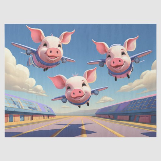 Als varkens vliegen Grappige Vliegtuig Varkens Tissuepapier (Voorkant)