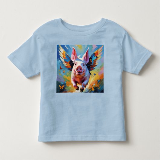 Als varkens vliegen met vlindervleugels kinder shirts (Voorkant)