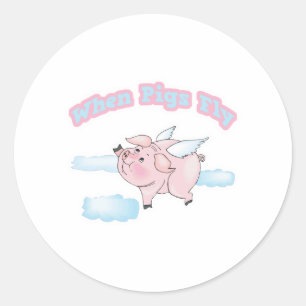 als varkens vliegen ronde sticker