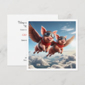 Als varkens vliegen! Uitnodiging met vliegende var (Voorkant / Achterkant)