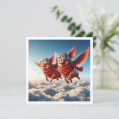 Als varkens vliegen! Uitnodiging vliegende varken, (Staand voorkant)