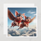 Als varkens vliegen! Uitnodiging voor vliegende va (Voorkant / Achterkant)