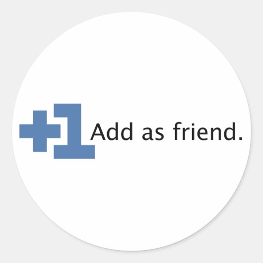 Als vriend toevoegen - plus één ronde sticker (Voorkant)