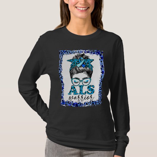 Als Warrior Leopard Messy Bun Als Bewustmakingsmaa T-shirt (Voorkant)
