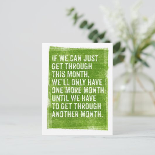 Als we deze maand doorkomen... briefkaart (Staand voorkant)