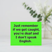 ALS WE KOMEN DAT JE DEAF BENT EN IK SPREEK NIET. BRIEFKAART (Staand voorkant)