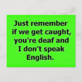 ALS WE KOMEN DAT JE DEAF BENT EN IK SPREEK NIET. BRIEFKAART (Voorkant)