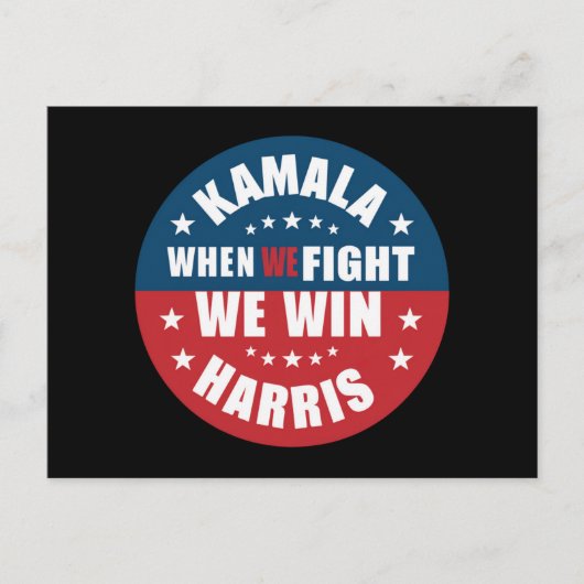 Als we vechten winnen we 2024 Kamala Harris USA Briefkaart (Voorkant)