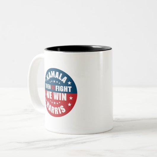Als we vechten winnen we 2024 Kamala Harris USA Tweekleurige Koffiemok (Voorkant links)