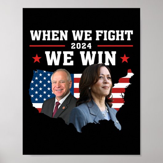 Als we vechten winnen we Harris W Patriotic Kamala Poster (Voorkant)