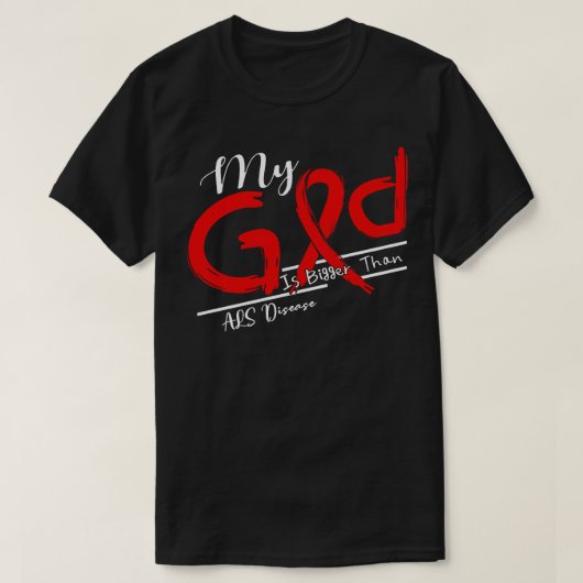 ALS Ziektebewustzijn Mijn God is sterker in deze F T-shirt (Design voorkant)