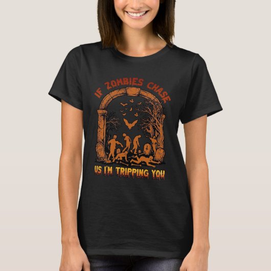 Als zombies ons achterna komen val ik jou Graf Vle T-shirt (Voorkant)