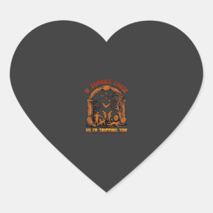Als zombies ons achterna zitten, val ik, graf vlee hart sticker