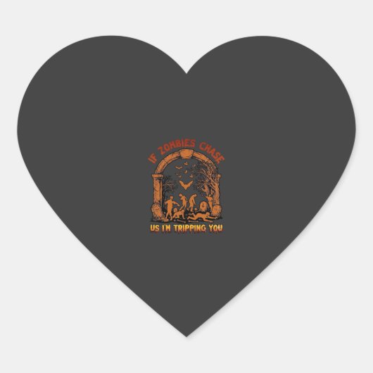 Als zombies ons achterna zitten, val ik, graf vlee hart sticker (Voorkant)