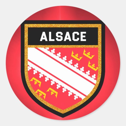 Alsace Flag Ronde Sticker (Voorkant)