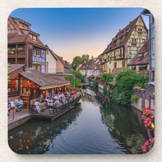 Alsace France Flower Water Canal Bier Onderzetter (Voorkant)