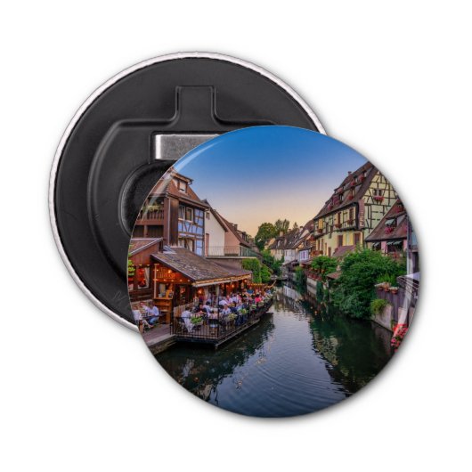 Alsace France Flower Water Canal Button Flesopener (Voorkant)