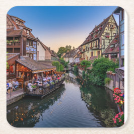 Alsace France Flower Water Canal Kartonnen Onderzetters