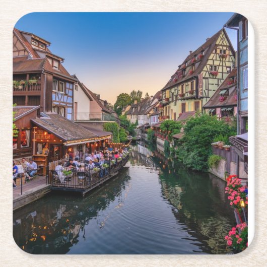 Alsace France Flower Water Canal Kartonnen Onderzetters (Voorkant)